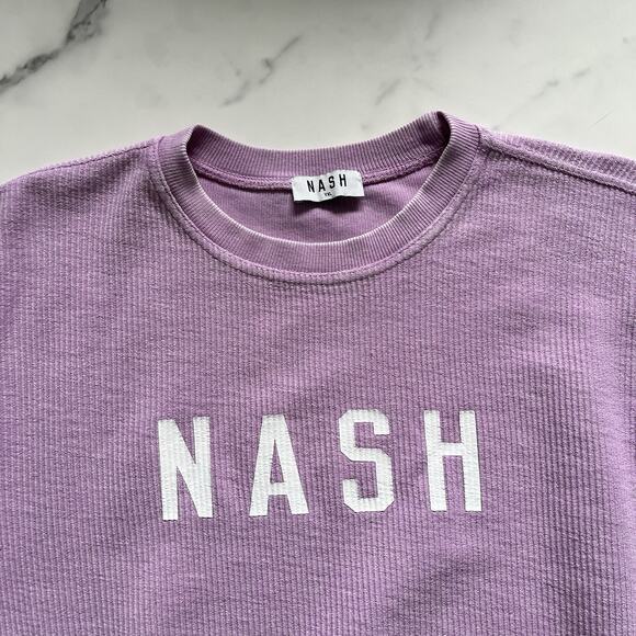 Nash Collection Ribbed Lilac sweatshirt Sz YXL Sporty casual Academia Festival - Picture 5 of 11
